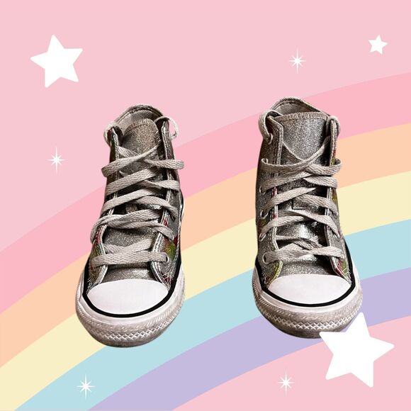 Converse Other - Converse All Star Kids Size 11 Silver Rainbow High Tops Shoes